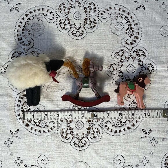 Vintage Lamb,  Lion & Rocking Horse Christmas ornaments - Picture 9 of 10